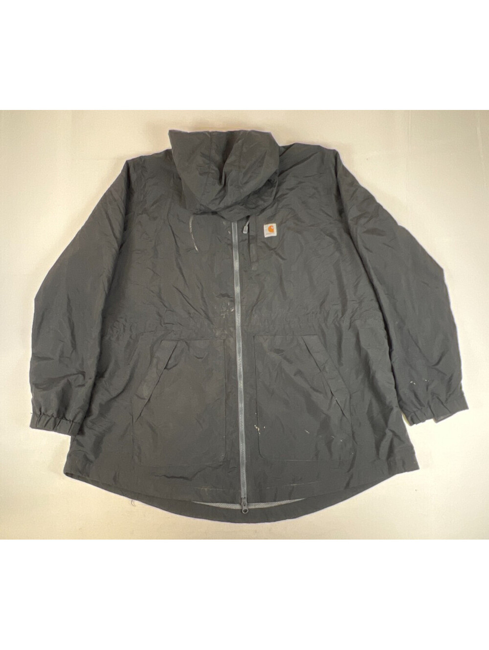 Carhartt Women's Plus 1X 16W/18W Black Nylon Relaxed Fit Full Zip Hooded Jacket